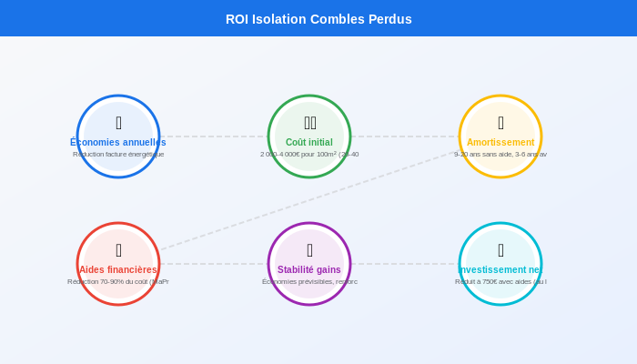 ROI aides combles perdus : avantages et inconvénients Graphique ROI aides combles perdus : comparaison avantages et inconvénients des subventions énergétiques