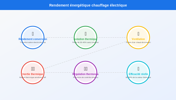Rendement énergétique chauffage électrique Graphique technique comparant le rendement énergétique et la consommation électrique des différents systèmes de chauffage électrique