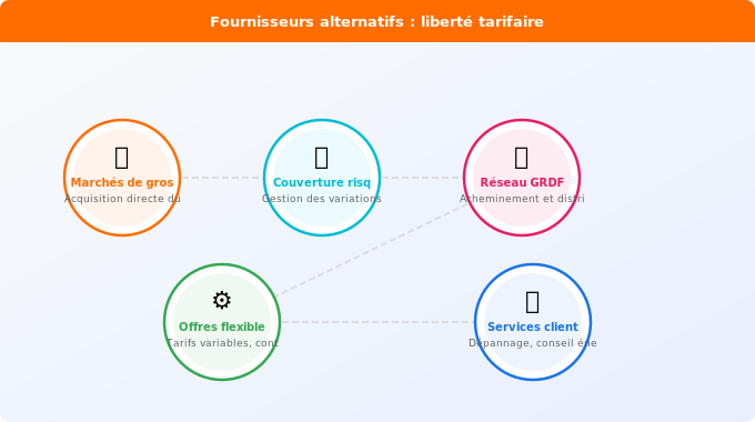 Schéma technique 1. Gaz — Les fournisseurs alternatifs : liberté tarifaire et services