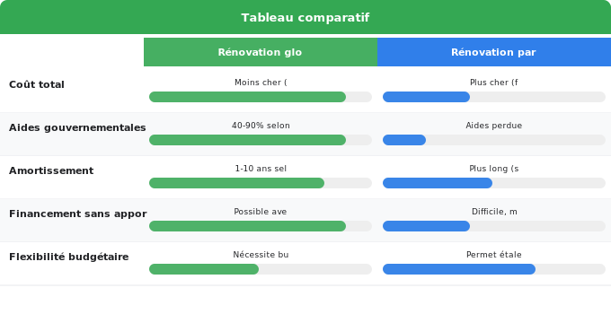 FAQ : Réponses à vos questions les plus fréquentes Schéma comparatif 2. Rénovation Énergétique — FAQ : Réponses à vos questions les plus fréquentes