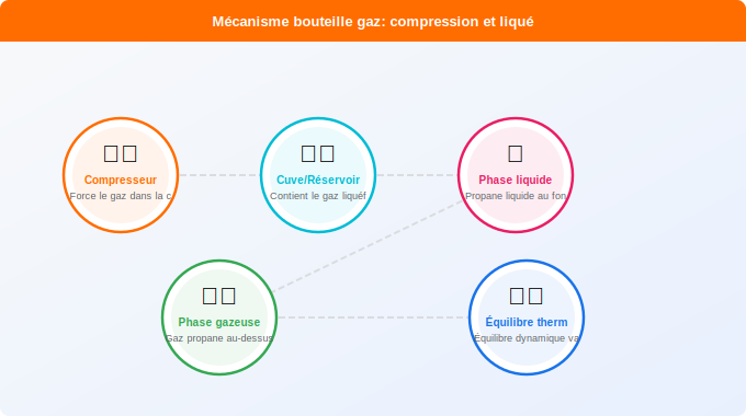 Schéma technique 1. Gaz — Comment le gaz reste liquide dans la bouteille : les princip