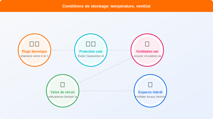 Conditions de stockage : température, ventilation et localis Schéma technique 1. Gaz — Conditions de stockage : température, ventilation et localis