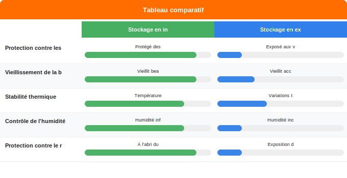 Stockage correct pour prolonger la durée de vie Schéma comparatif 1. Gaz — Stockage correct pour prolonger la durée de vie