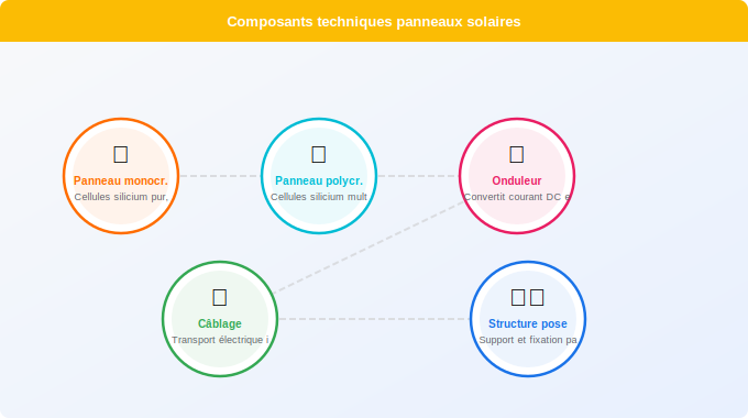 Comparatif prix 2026 : monocristallin vs polycristallin par Schéma technique 4. Solaire — Comparatif prix 2026 : monocristallin vs polycristallin par