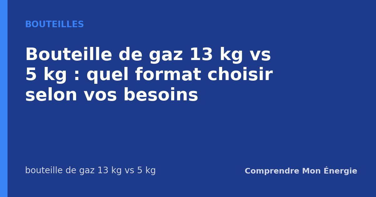 Bouteille de gaz 13 kg vs 5 kg : quel format choisir selon vos besoins