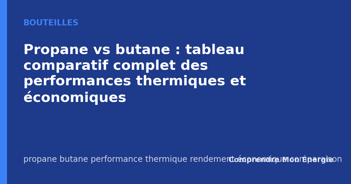 Propane vs butane : tableau comparatif complet des performances thermiques et économiques