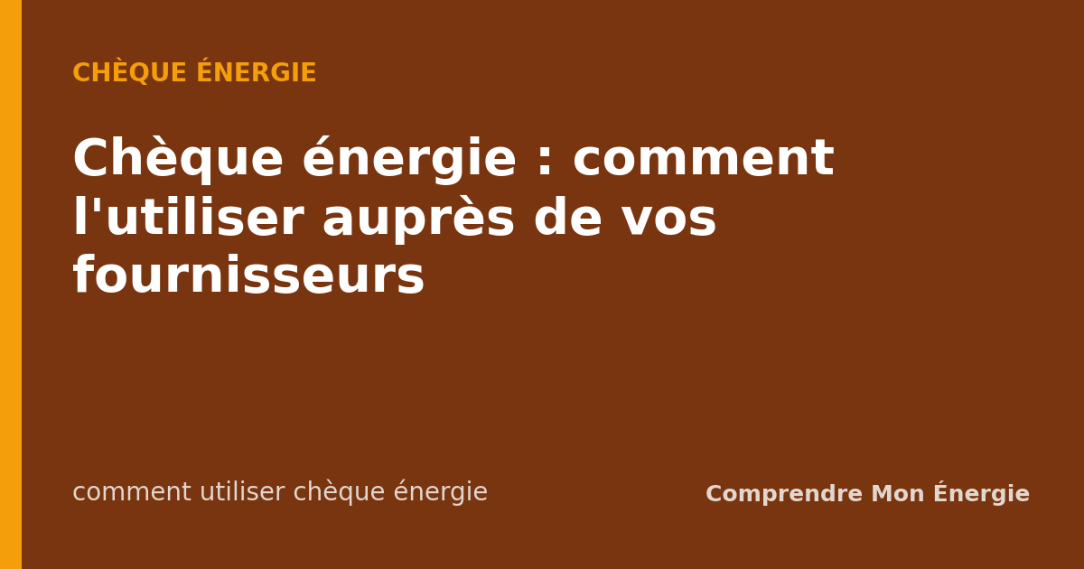 Chèque énergie : comment l'utiliser auprès de vos fournisseurs