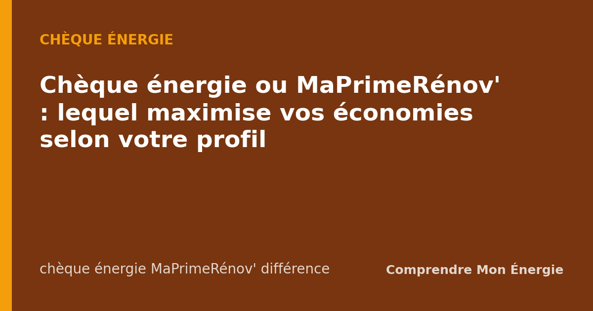 Chèque énergie ou MaPrimeRénov' : lequel maximise vos économies selon votre profil