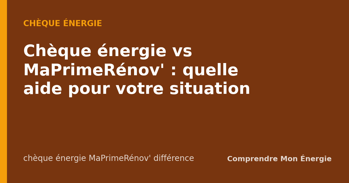 Chèque énergie vs MaPrimeRénov' : quelle aide pour votre situation