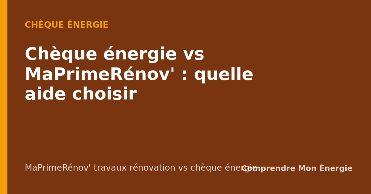 Chèque énergie vs MaPrimeRénov' : quelle aide choisir