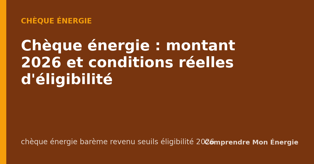 Chèque énergie : montant 2026 et conditions réelles d'éligibilité