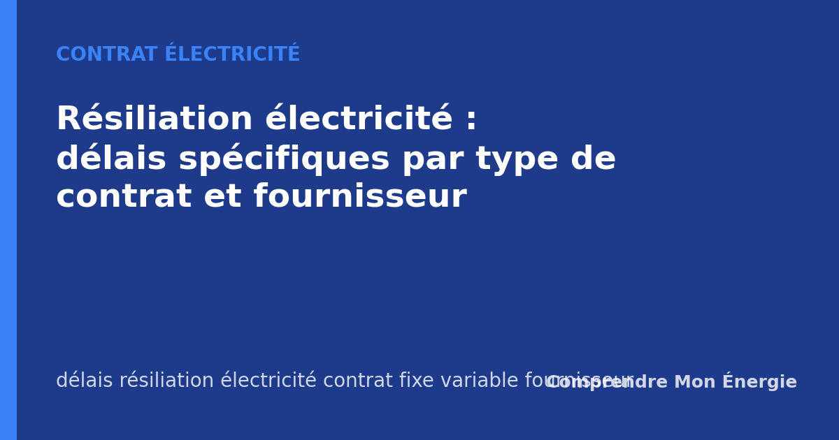 Résiliation électricité : délais spécifiques par type de contrat et fournisseur