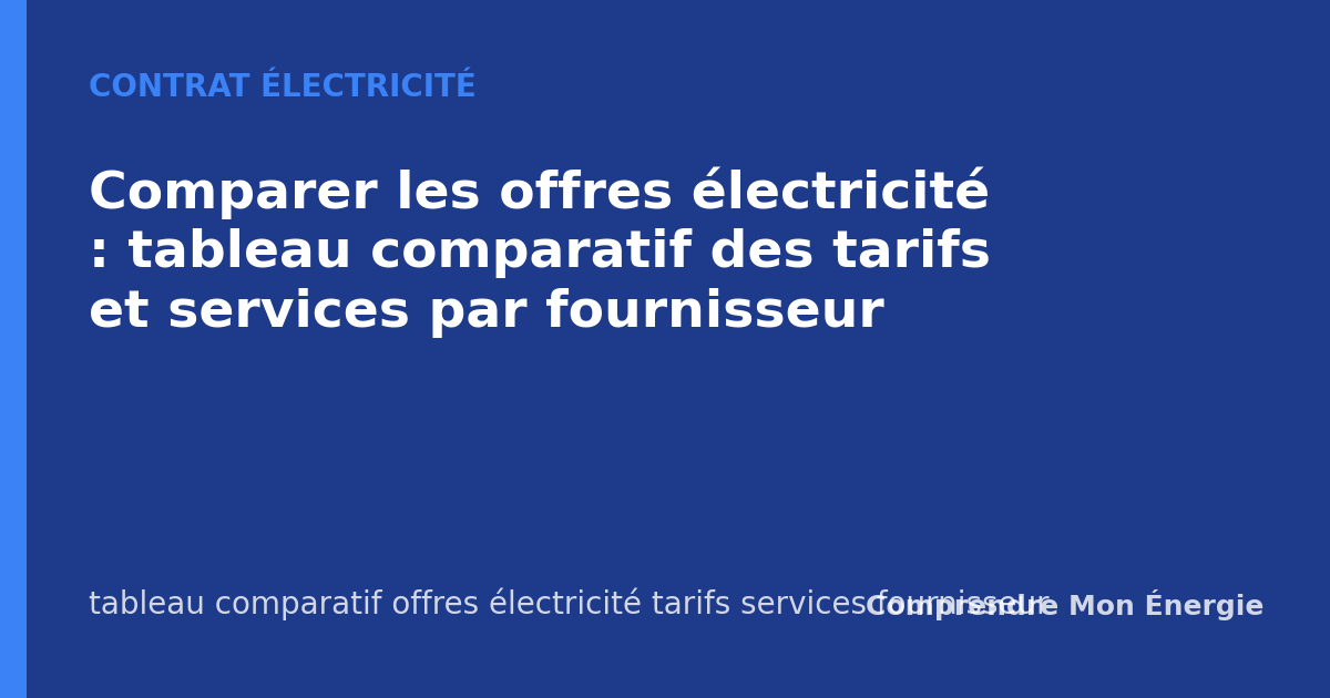 Comparer les offres électricité : tableau comparatif des tarifs et services par fournisseur