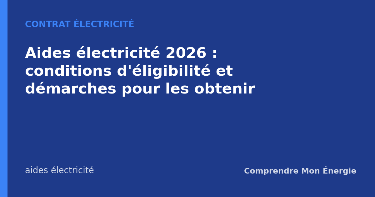 Aides électricité 2026 : conditions d'éligibilité et démarches pour les obtenir