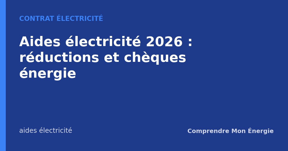 Aides électricité 2026 : réductions et chèques énergie