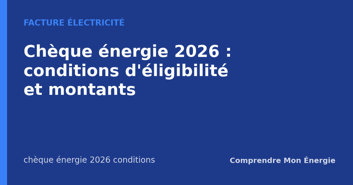 Chèque énergie 2026 : conditions d'éligibilité et montants