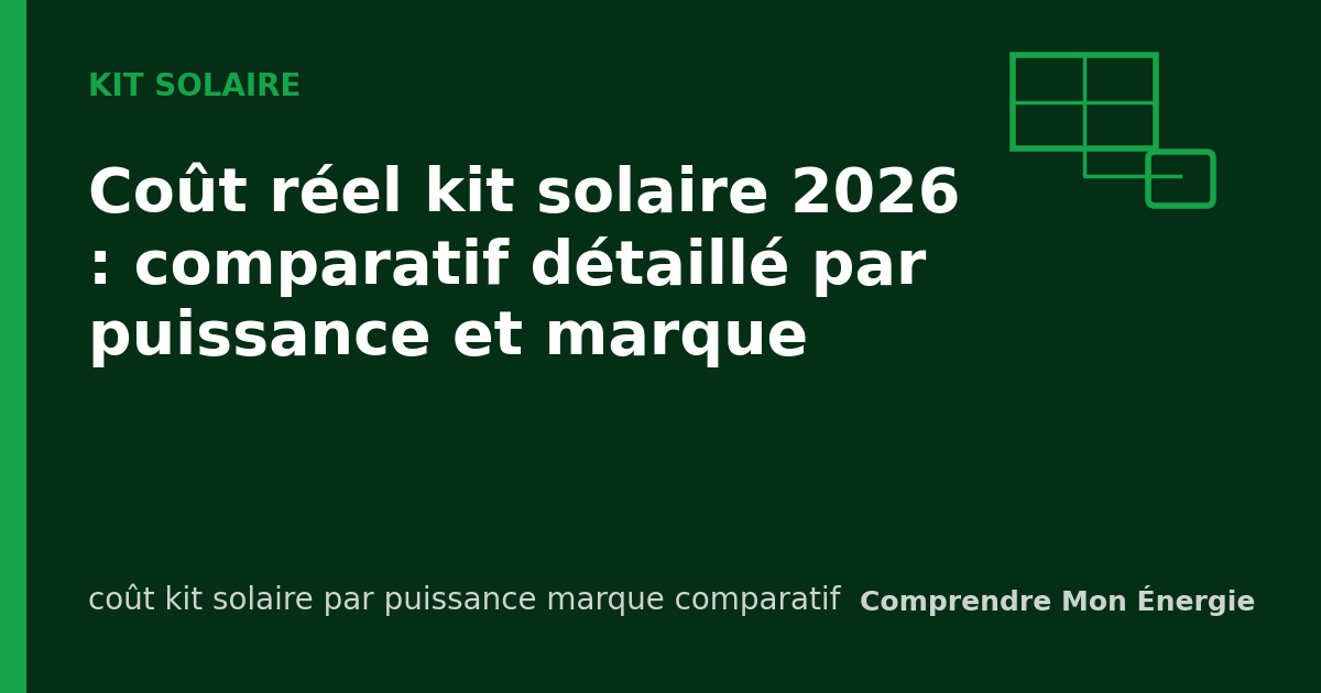 Coût réel kit solaire 2026 : comparatif détaillé par puissance et marque