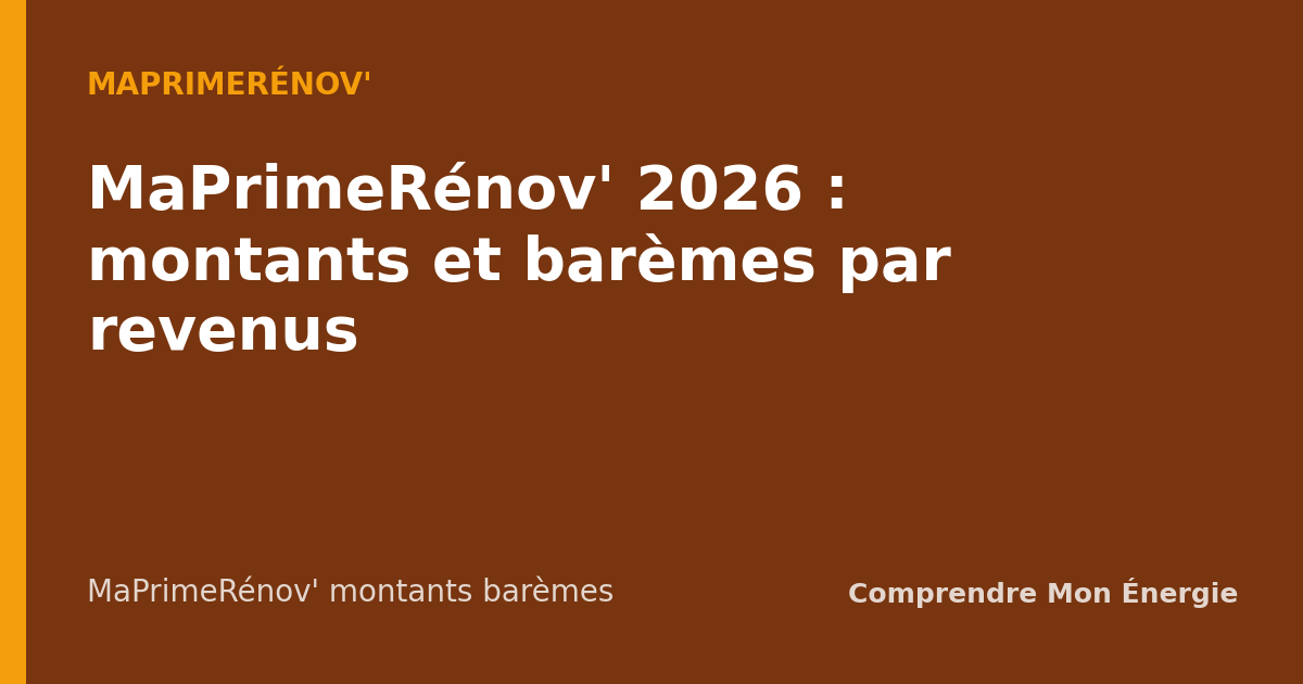 MaPrimeRénov' 2026 : montants et barèmes par revenus