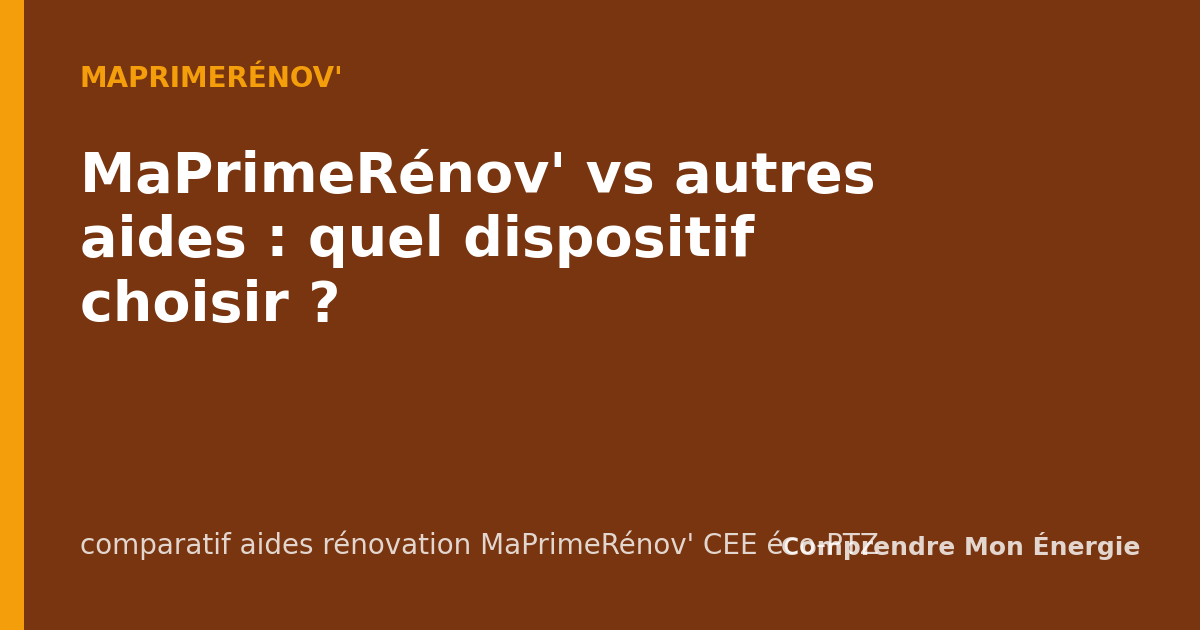 MaPrimeRénov' vs autres aides : quel dispositif choisir ?