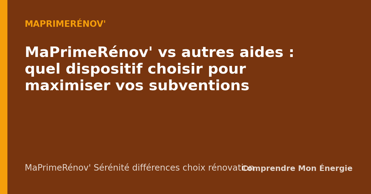 MaPrimeRénov' vs autres aides : quel dispositif choisir pour maximiser vos subventions