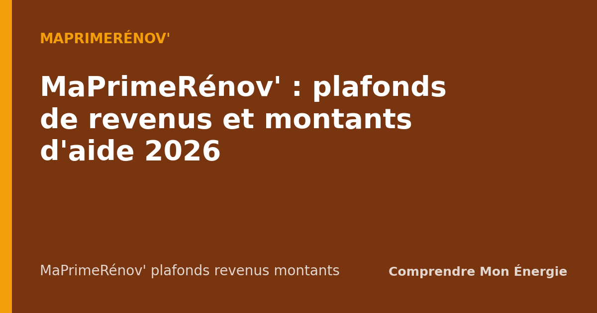 MaPrimeRénov' : plafonds de revenus et montants d'aide 2026
