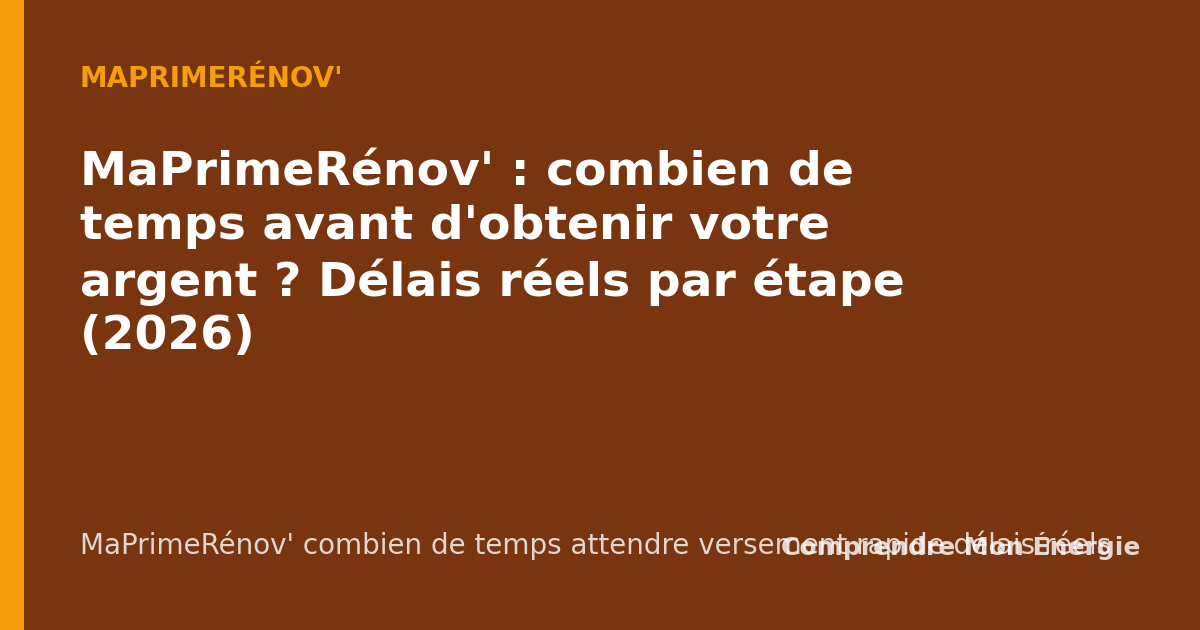 MaPrimeRénov' : combien de temps avant d'obtenir votre argent ? Délais réels par étape (2026)