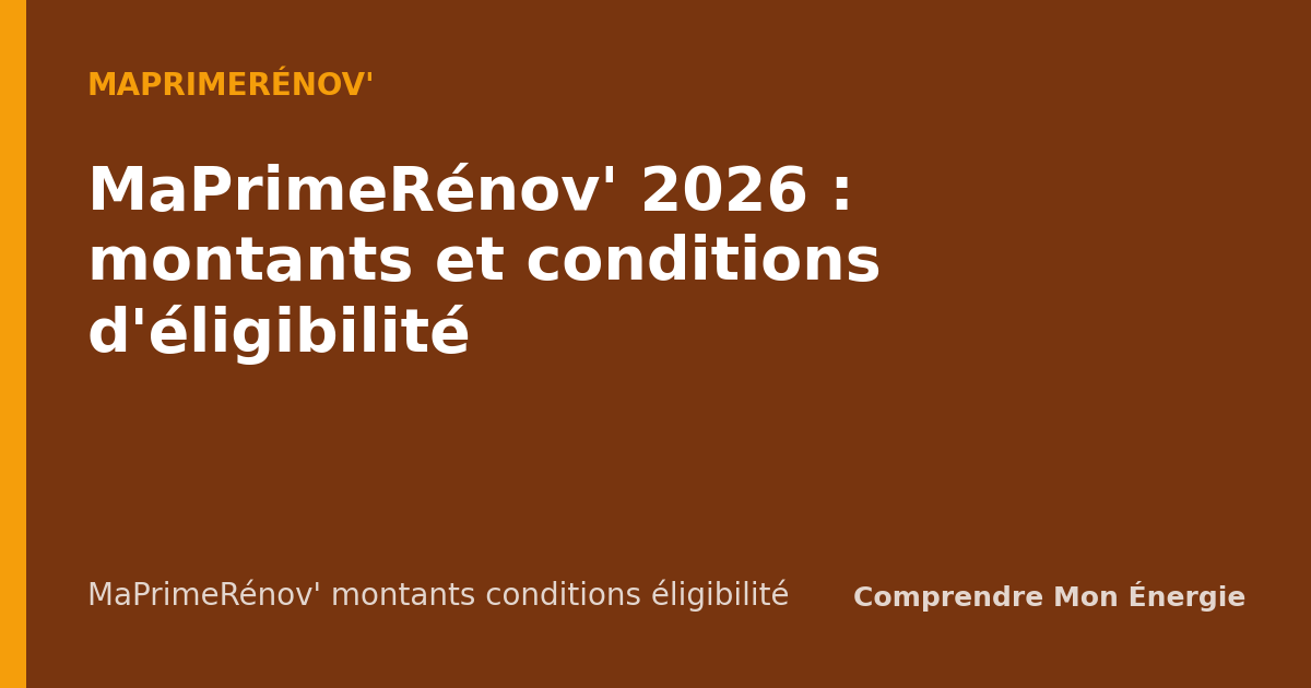 MaPrimeRénov' 2026 : montants et conditions d'éligibilité