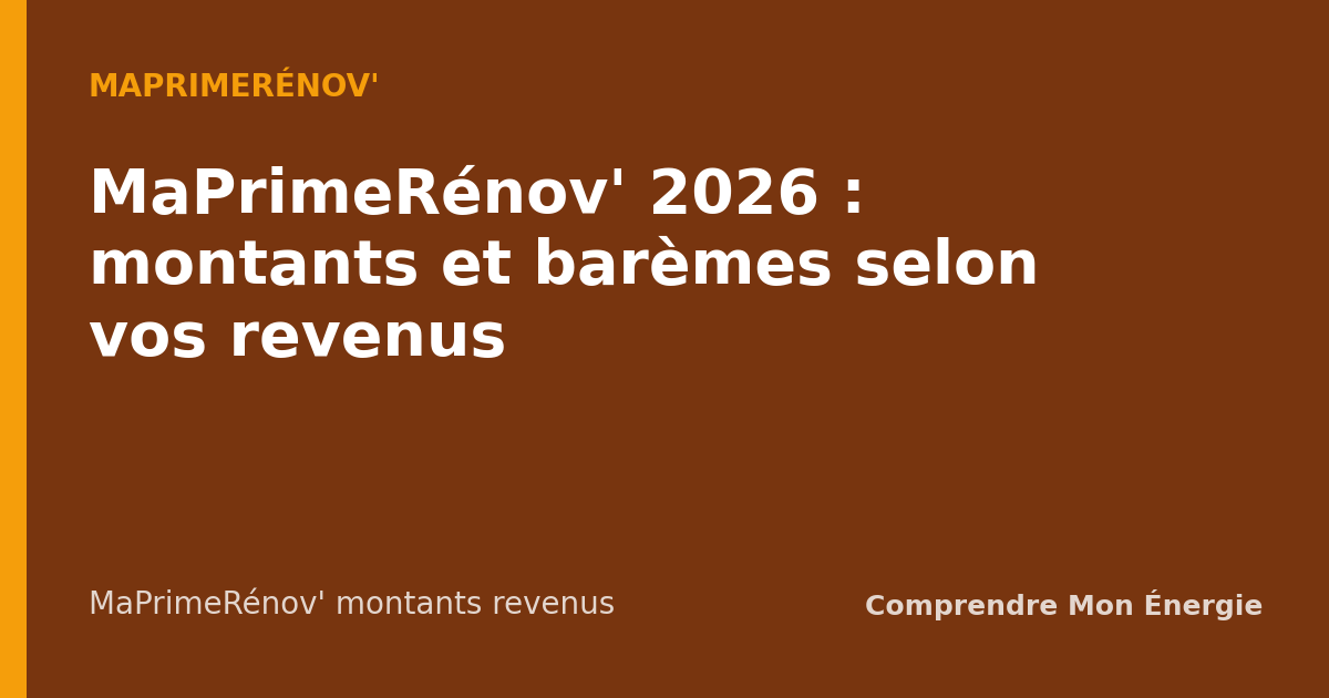 MaPrimeRénov' 2026 : montants et barèmes selon vos revenus