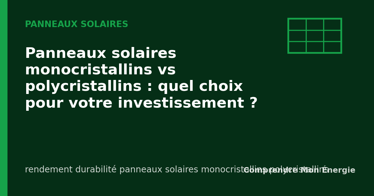 Panneaux solaires monocristallins vs polycristallins : quel choix pour votre investissement ?